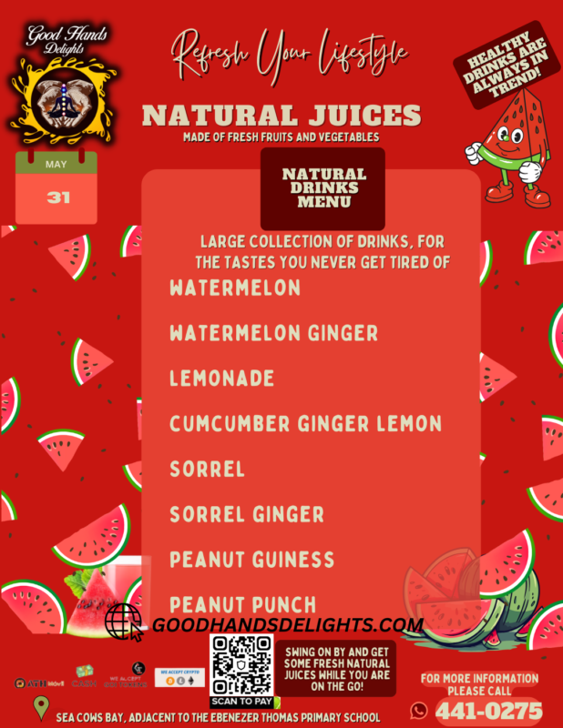 Good hands Juice Menu 31 May 2025