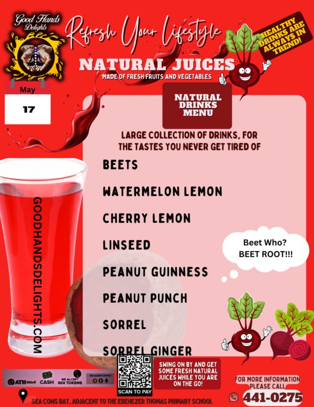 Good hands Juice Menu May 17