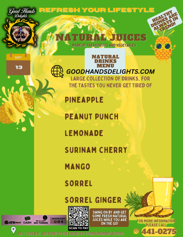 Good hands Juice Menu 13 Sept 2025