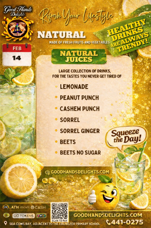 Good Hands Delights Juice Menu Lemonade Feb 14